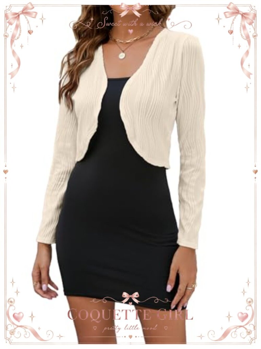 Ribbed Knit Cropped Shrug Open Front Cardigan Bolero